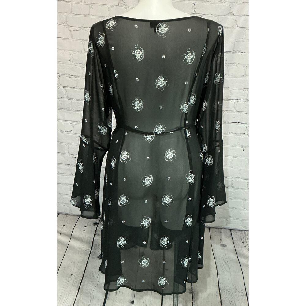 Torrid Women's Black Floral Sheer Chiffon Cover-Up Dress (Size 2) - Picture 4 of 9